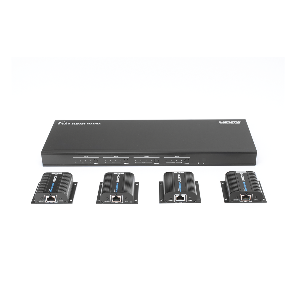 MATRICIAL Y EXTENSOR DE VIDEO HDMI 4 x 4 / 4 Entradas HDMI / 4 Salidas HDMI Loop / 4 Salidas RJ45 para Extender la señal 40 metros por salida / 1080 @ 60Hz / Conmutación por RS232, Control Remoto o Ethernet. - Image 2