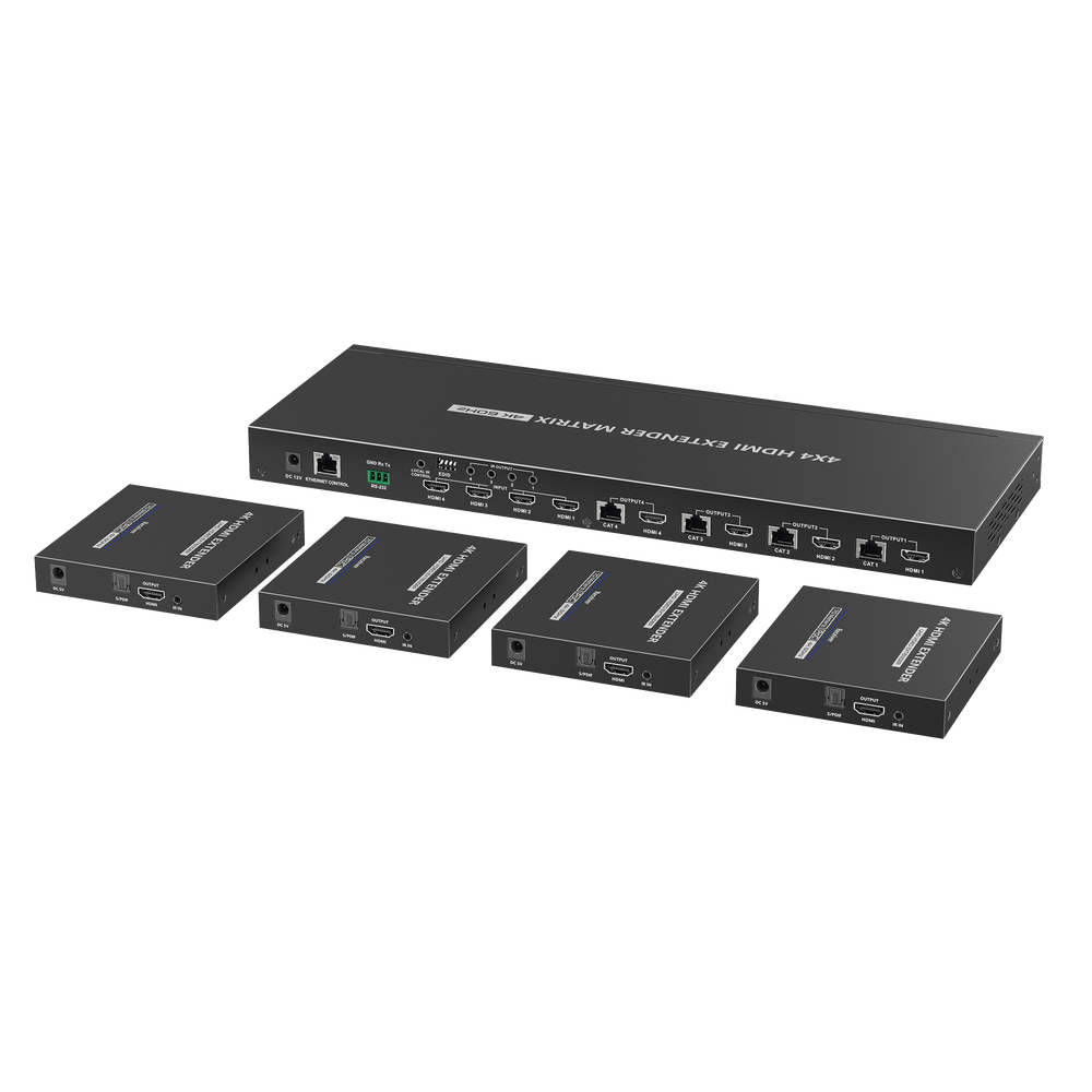MATRICIAL Y EXTENSOR DE VIDEO HDMI 4 x 4 / 4 Entradas HDMI / 4 Salidas HDMI Loop / 4 Salidas RJ45 para Extender la señal 70 metros por salida /4K / Conmutación por RS232, Control Remoto o Ethernet. - Image 2