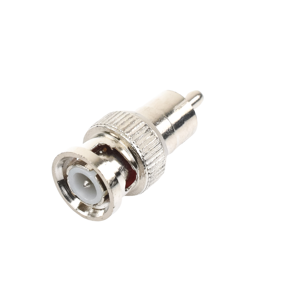 Adaptador en L?nea para 75 Ohm, de Conector BNC Macho a RCA Macho en Aplicaciones de Audio-Video para C?maras, Monitores y DVR's.