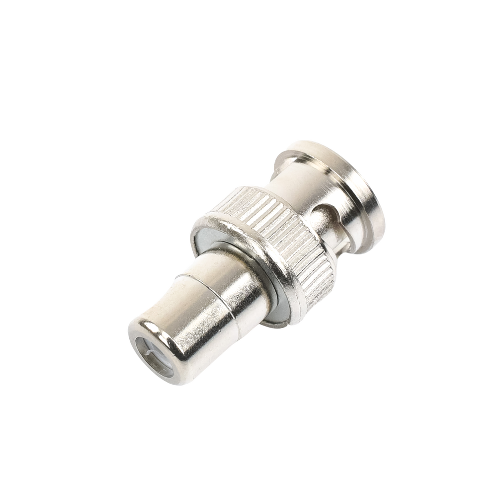 Adaptador en L?nea para 75 Ohm, de Conector BNC Macho a RCA Hembra en Aplicaciones de Audio-Video para C?maras, Monitores y DVR's.