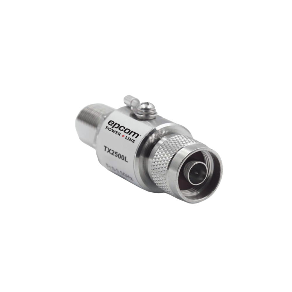 Protector de Línea Coaxial, tipo tubo de gas y paso de C.D., para 0-2.5 GHz, 750W y 0.2 dB de Perdida por Inserción