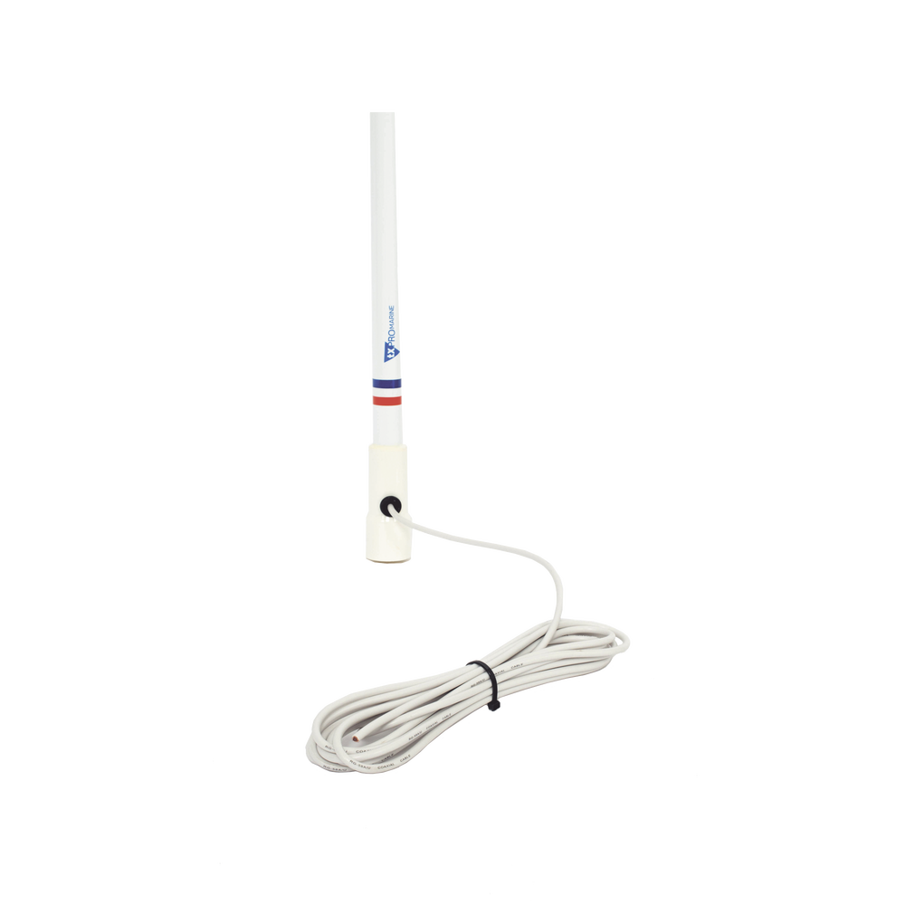 Antena marina VHF en fibra de vidrio en rango de 156 a 163 MHz, Incluye 4.5 metros de cable y conector PL-259 macho. - Image 2