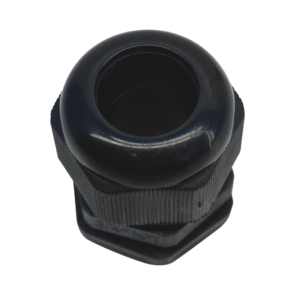 Conector Plástico Negro Tipo Glándula para Rosca NPT 3/4"