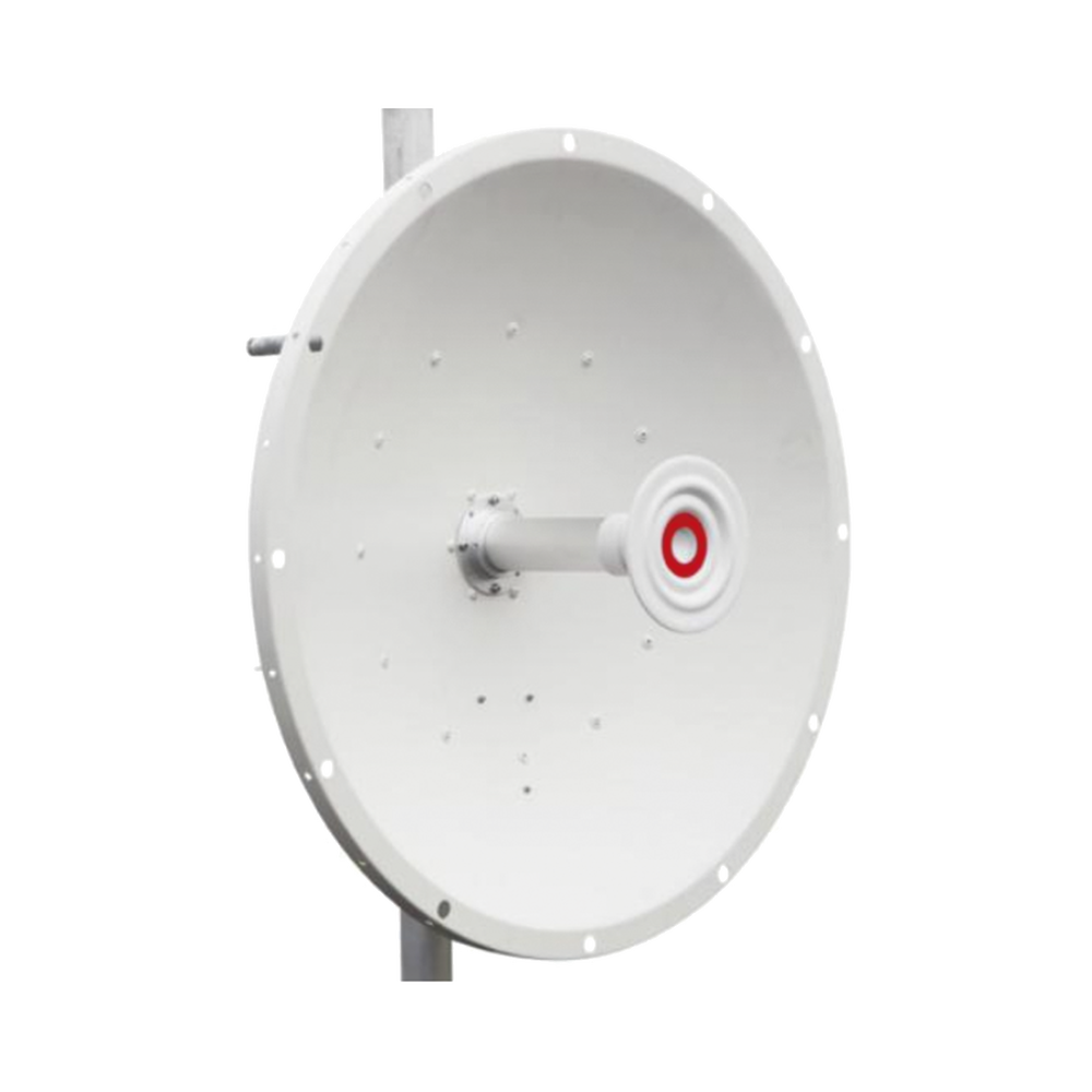 Antena direccional de 2ft, 5.1 a 7.1 GHz, Ganancia 30 dBi, Conectores RP-SMA Hembra, Polarización doble, incluye montaje para torre o mástil