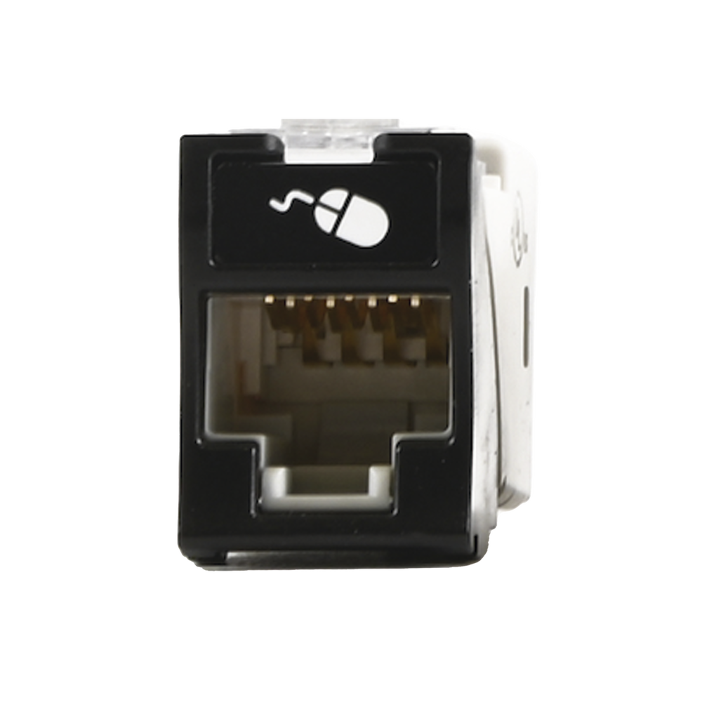 Jack Ultramax Cat5e, UTP, Montaje H?brido en Placa de Pared (Plano y Angulado), Color Negro, Punch Down