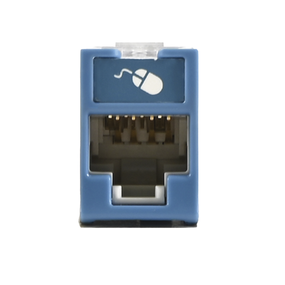 Jack Ultramax Cat5e, UTP, Montaje H?brido en Placa de Pared (Plano y Angulado), Color Azul, Punch Down
