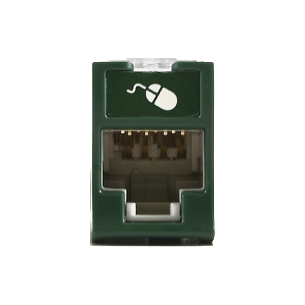 Jack Ultramax Cat6A, UTP, Montaje H?brido en Placa de Pared (Plano y Angulado), Color Verde, Punch Down