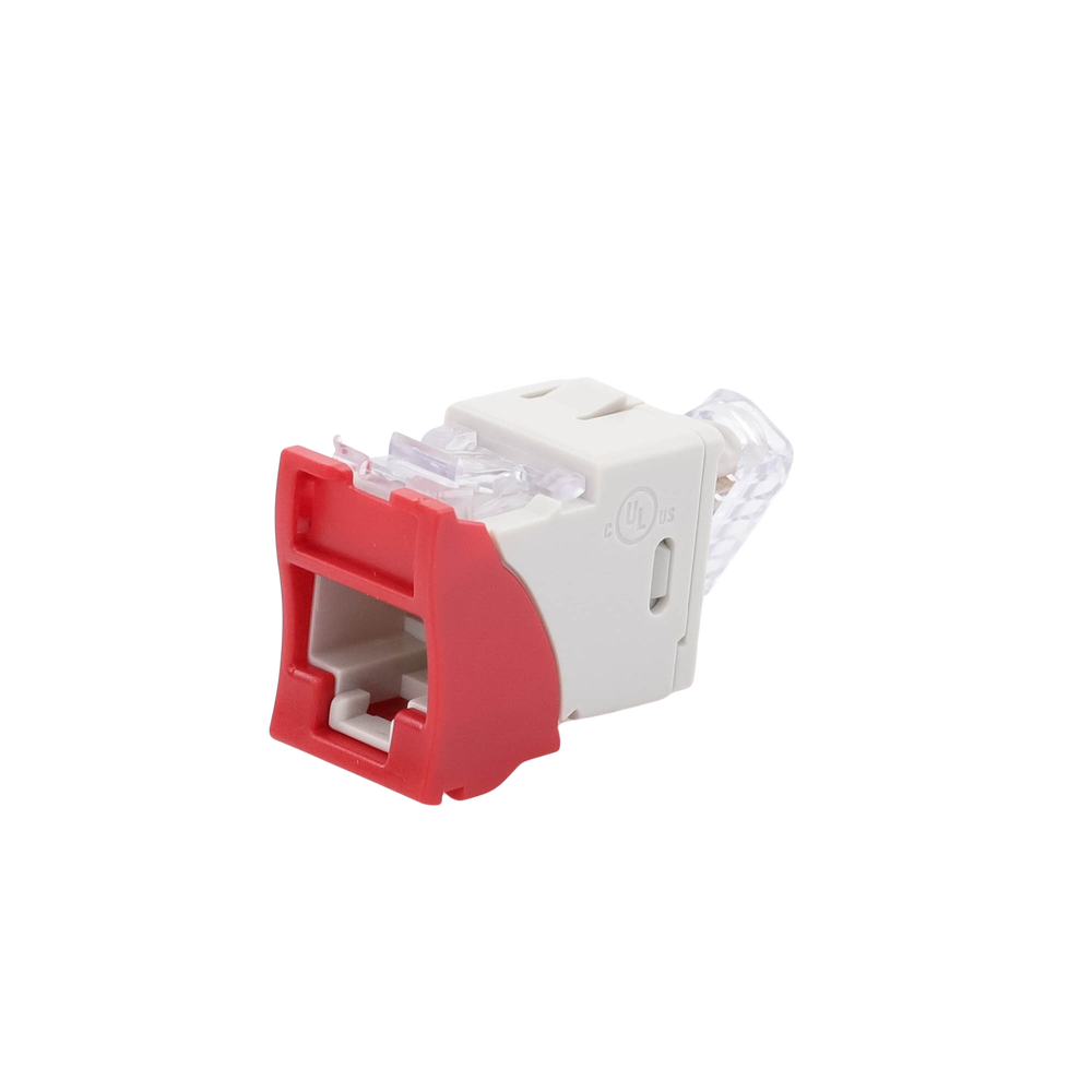 Jack Ultramax Cat6, UTP, Montaje H?brido en Placa de Pared (Plano y Angulado), Color Rojo, Punch Down - Image 2