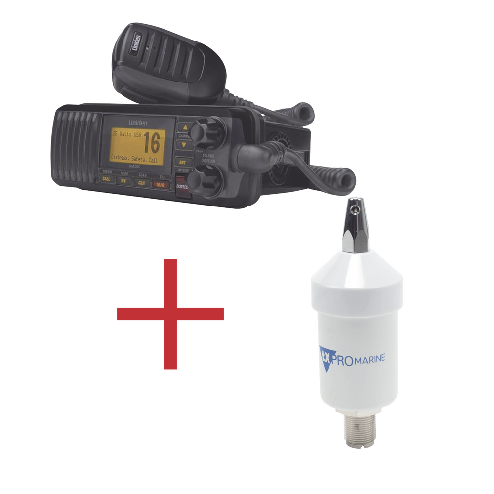 Kit de radio UM385BK | mas antena marina de fibra de vidrio TX-1600-SYS - Image 2