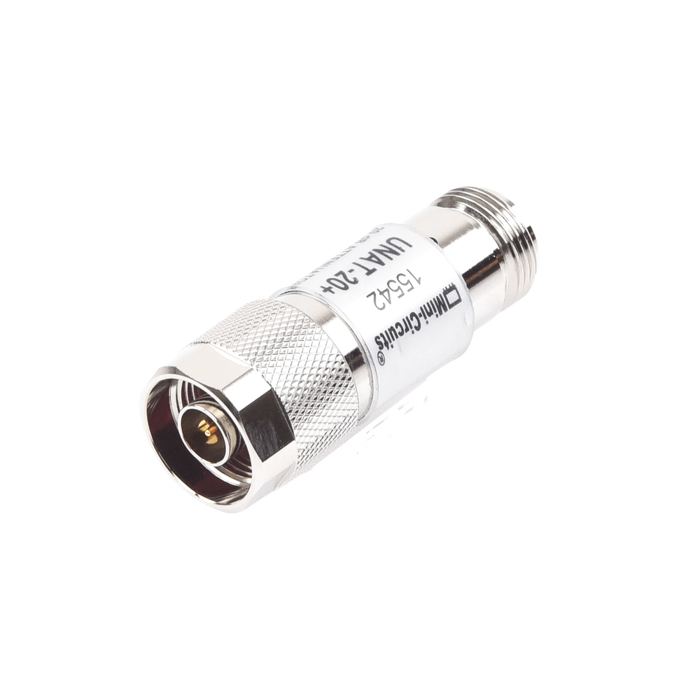 Atenuador en Línea de 20 dB, 0.5 W, Conectores N Macho-Hembra, CD-6 GHz.
