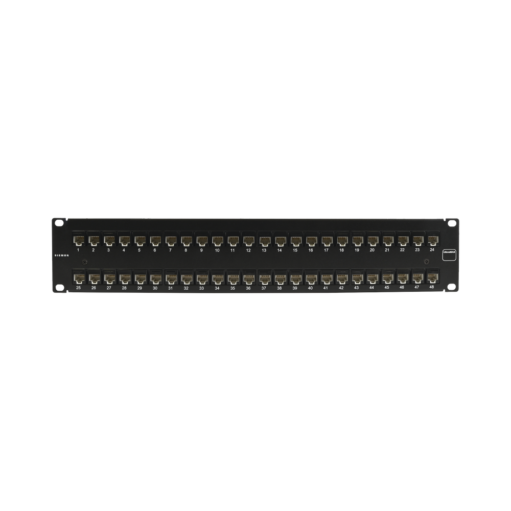 Patch Panel Ultramax. UTP, Precargado con Jacks Cat5e, 48 Puertos, Plano, 2U
