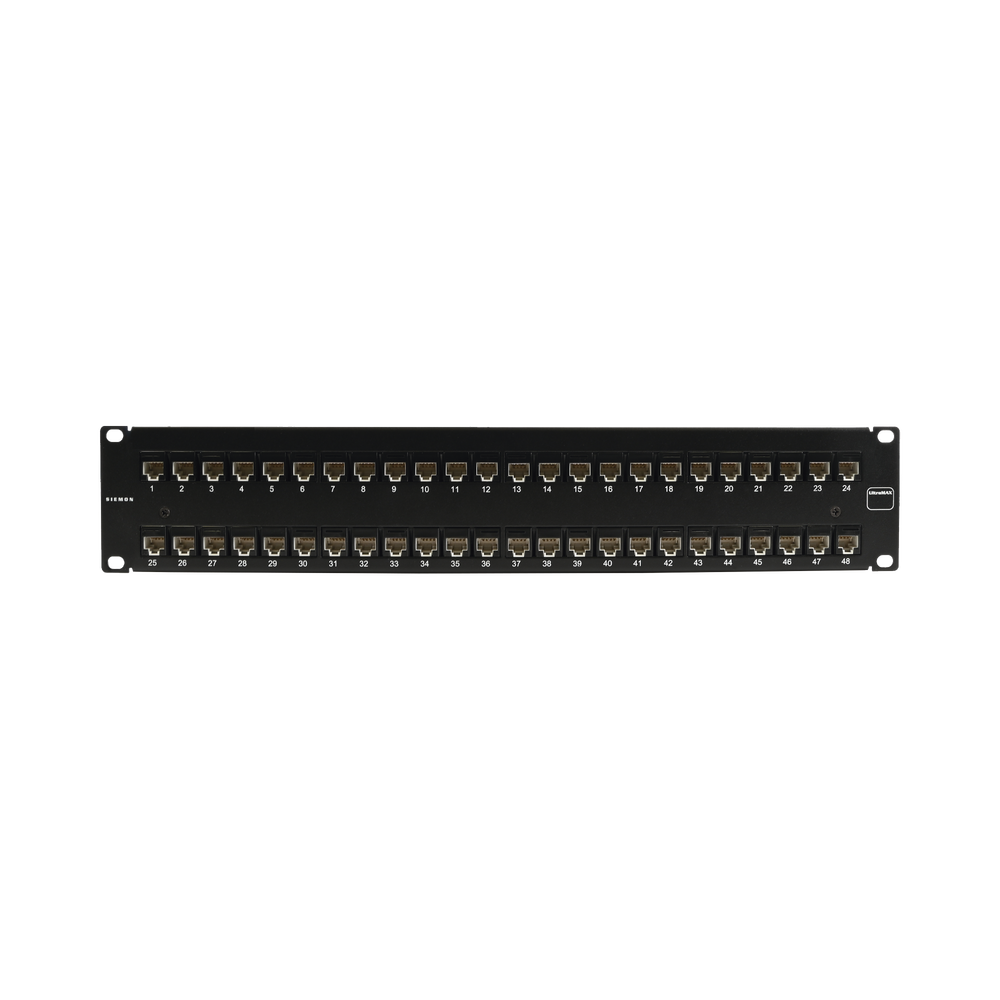 Patch Panel Ultramax. UTP, Precargado con Jacks Cat6, 48 Puertos, Plano, 2U