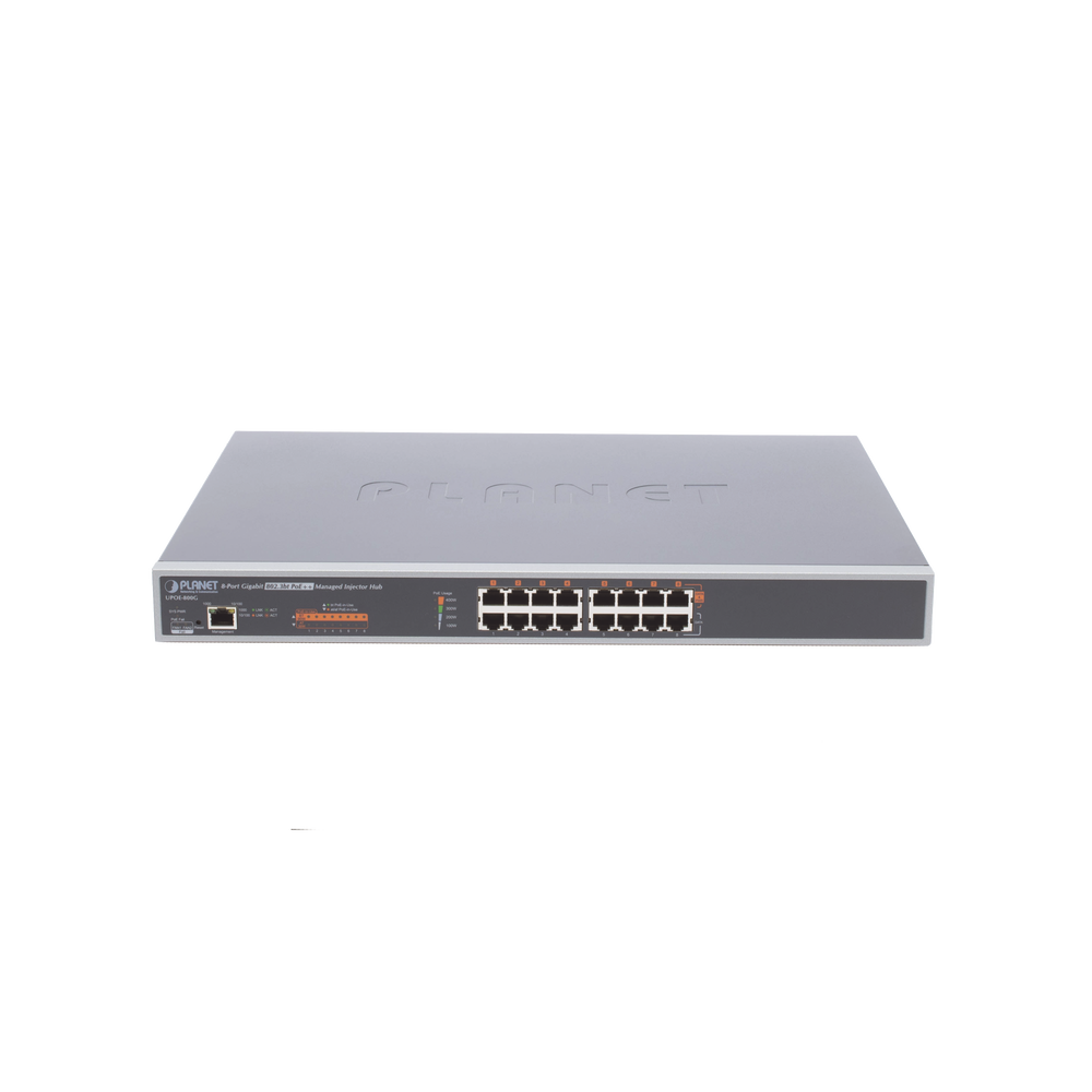 Inyector HUB Adminsitrable Ultra PoE 802.3af/at 8 Puertos Gigabit, Potencia 400W