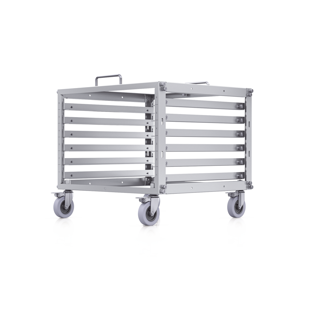 UniFi Rack Móvil de 6 Unidades, incluye 1 patchpanel de 24 puertos Gigabit, no requiere herramientas para armarse, incluye ruedas.