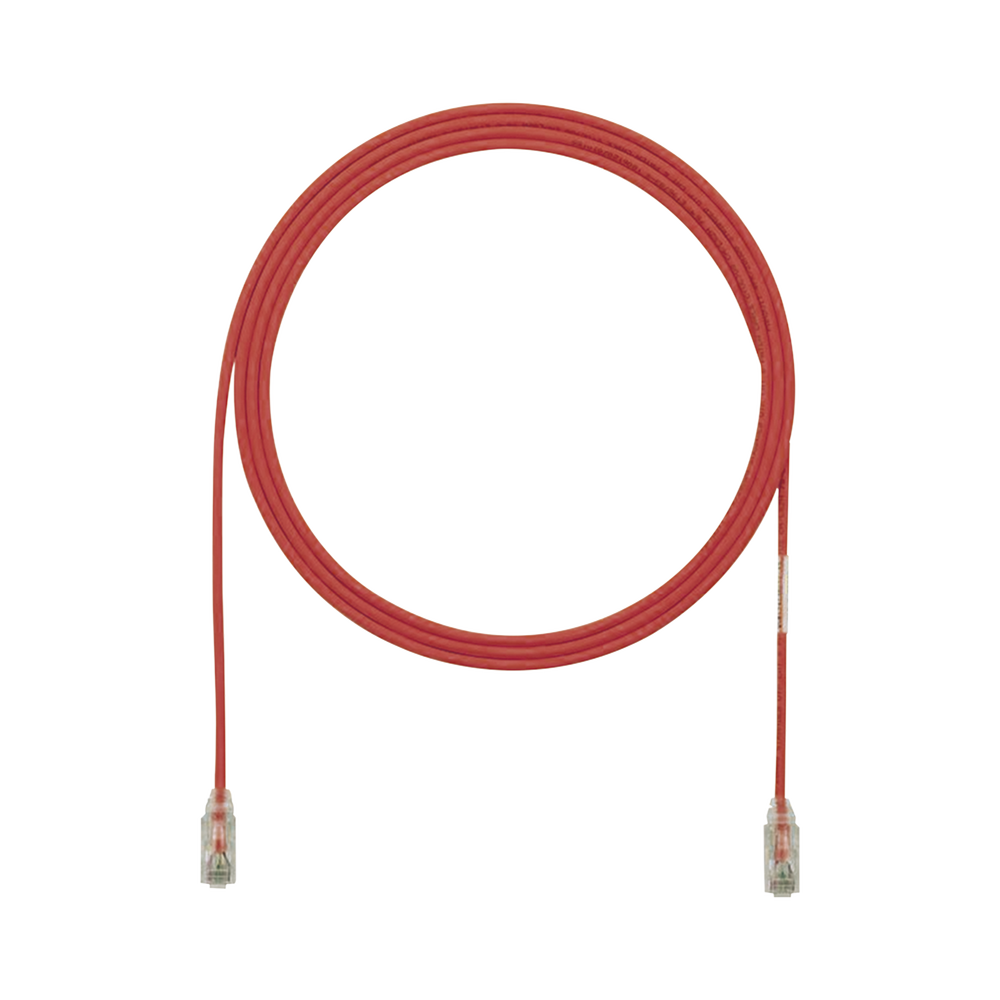 Cable de Parcheo TX6, UTP Cat6, Di?metro Reducido (28AWG), Color Rojo, 3.66 Metros (12 Pies)