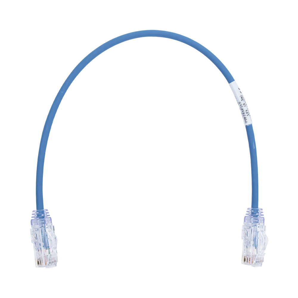 Cable de Parcheo TX6, UTP Cat6, Di?metro Reducido (28AWG), Color Azul, 0.3 Metros (1 Pie)