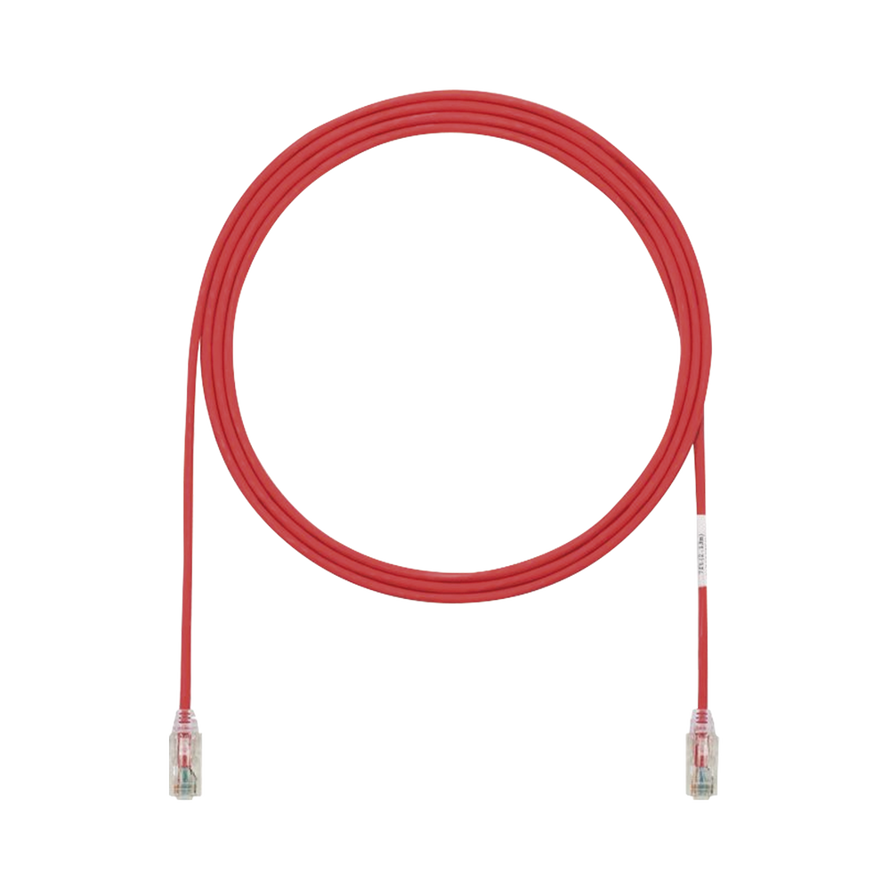 Cable de Parcheo TX6, UTP Cat6, Di?metro Reducido (28AWG), Color Rojo, 0.91 Metros (3 Pies)