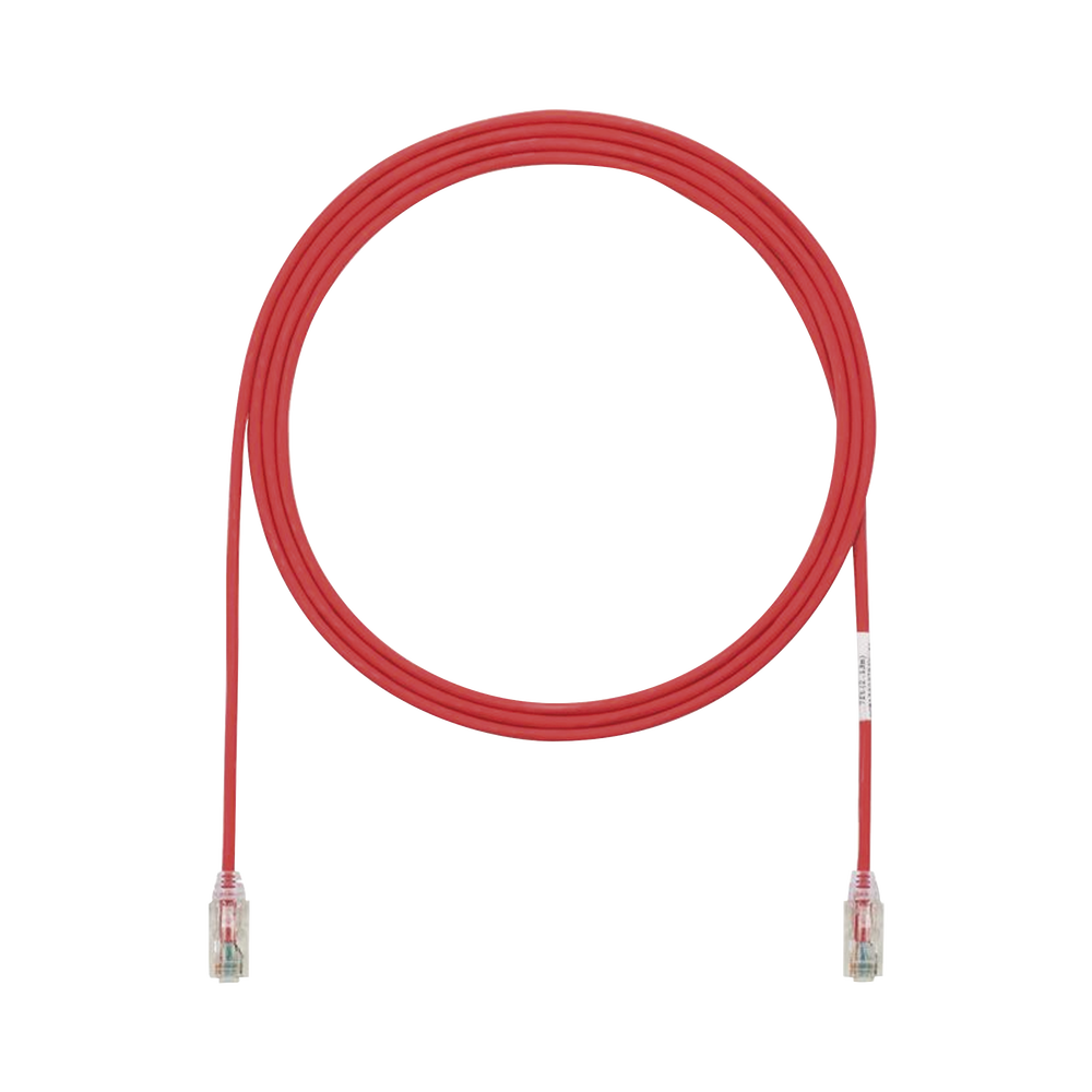 Cable de Parcheo TX6, UTP Cat6, Di?metro Reducido (28AWG), Color Rojo, 2.13 Metros (7 Pies)