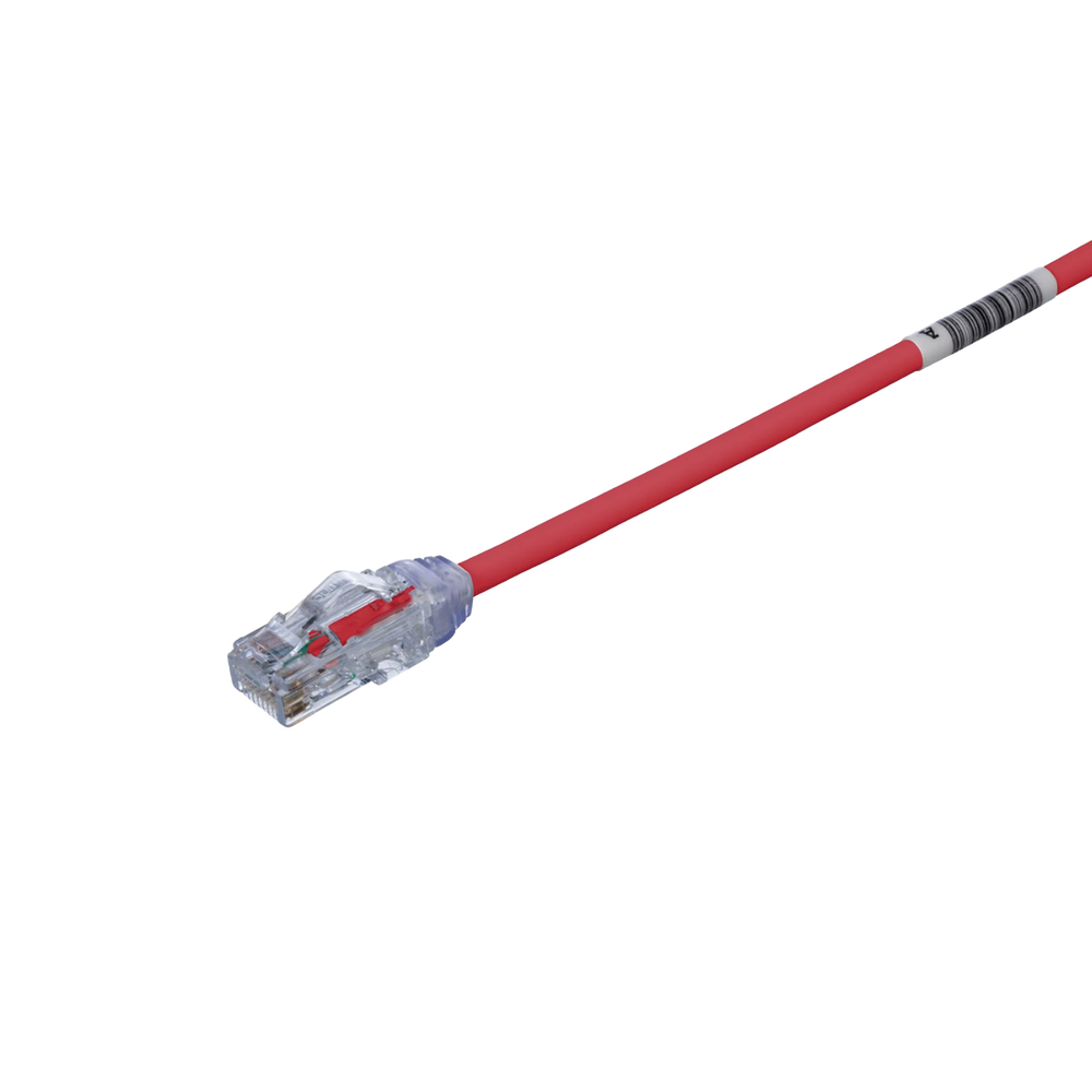 Cable de Parcheo UTP Cat6A, CM/LSZH, Di?metro Reducido (28AWG), Color Rojo, 0.3 Metros (1 Pie)