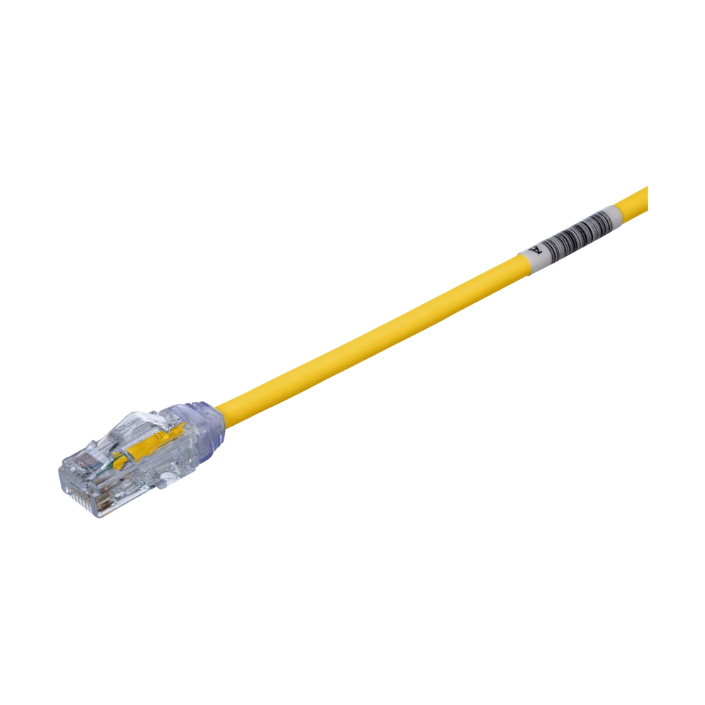 Cable de Parcheo UTP Cat6A, CM/LSZH, Di?metro Reducido (28AWG), Color Amarillo, 0.3 Metros (1 Pie)