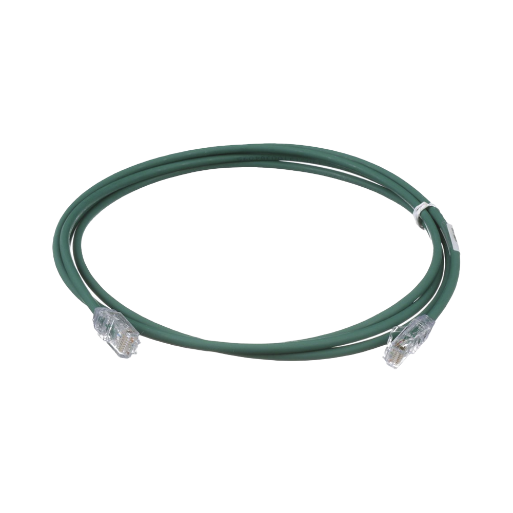 Cable de Parcheo UTP Cat6A, CM/LSZH, Di?metro Reducido (28AWG), Color Verde, 0.91 Metros (3 Pies)