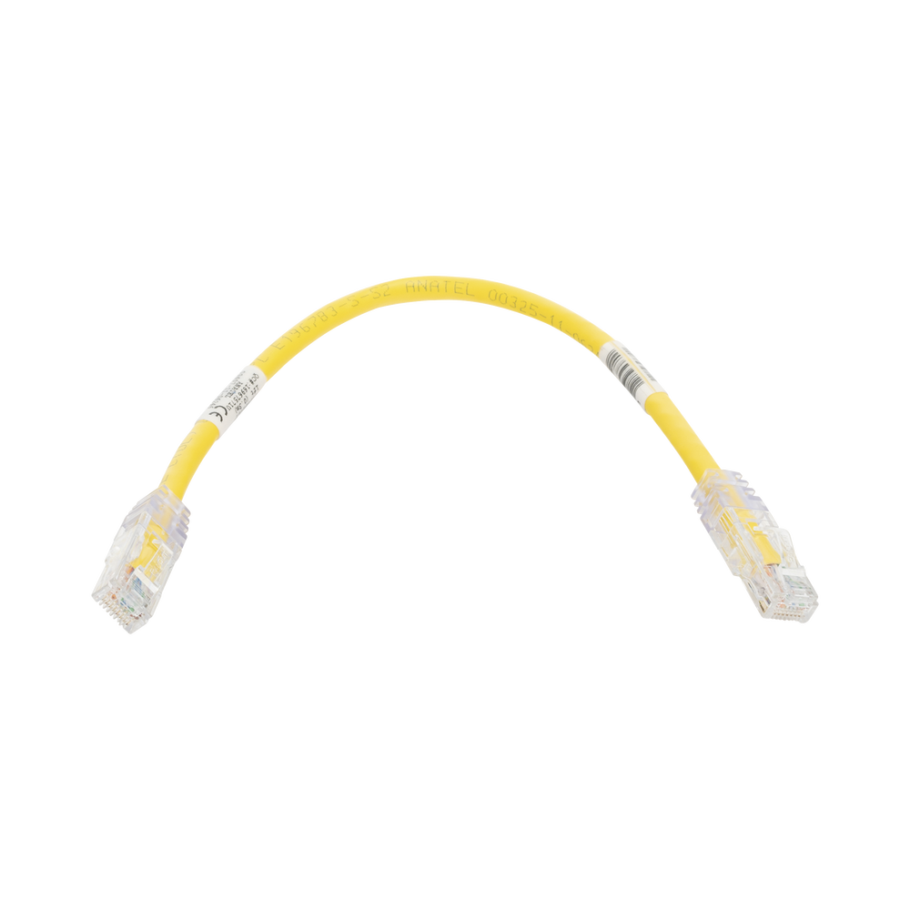 Cable de Parcheo TX6, UTP Cat6, 24 AWG, CM, Color Amarillo, 0.3 Metros (1 Pie)