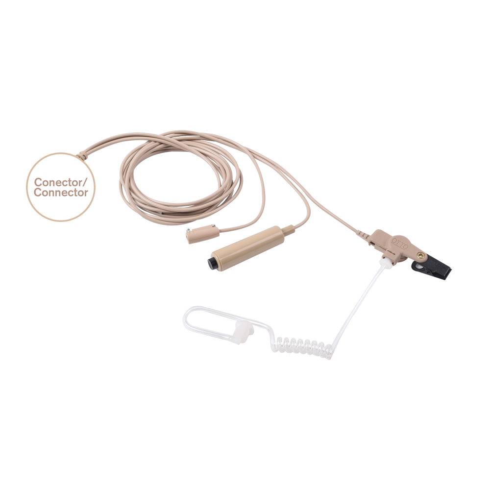 Kit de Micrófono-Audífono profesional beige de 3 cables para radios Motorola EP350, EP450, EP450S, DEP450, MAG ONE A8, Hytera TC500/600