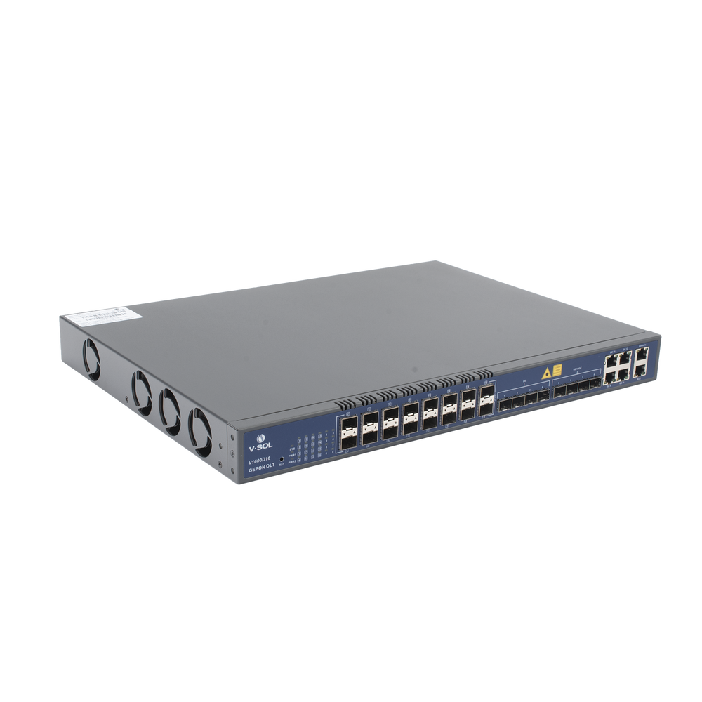 OLT de 16 puertos EPON con 12 puertos Uplink (4 puertos Gigabit Ethernet + 4 puertos SFP + 4 puertos SFP+) , hasta 1,024 ONUS
