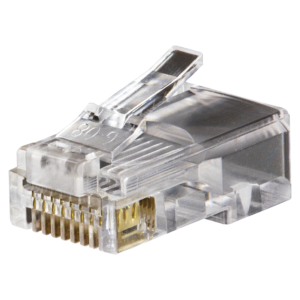 Conectores modulares de datos RJ45/CAT5e, paquete de 100 unidades.