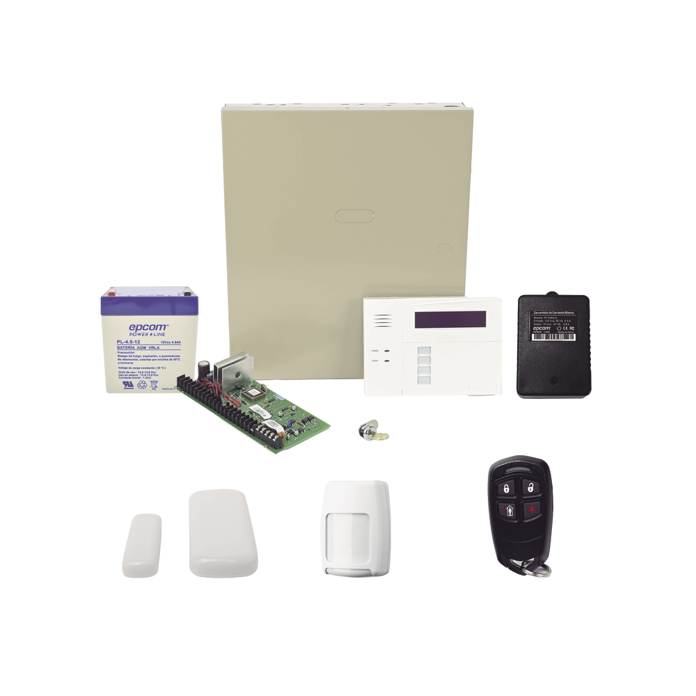 Kit inalámbrico de panel VISTA48 con teclado 6160RF receptor inalámbrico, 2 contactos magneticos, 1 PIR 5800PIR, 1 Control Remoto 58344, Batería y Transformador