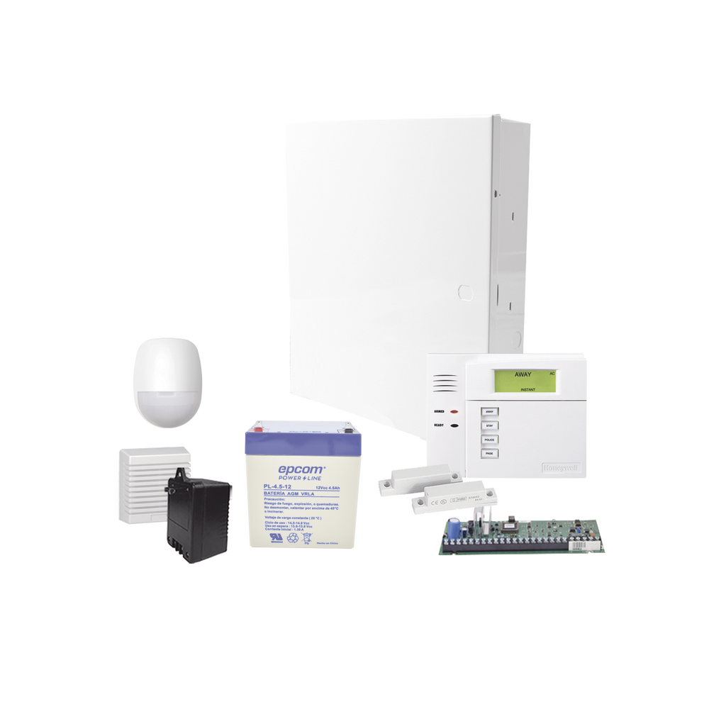 Sistema de Alarma VISTA48LA con Sensor de Movimiento, Contactos Magneticos, Sirena de 15 Watts, Bateria y Transformador