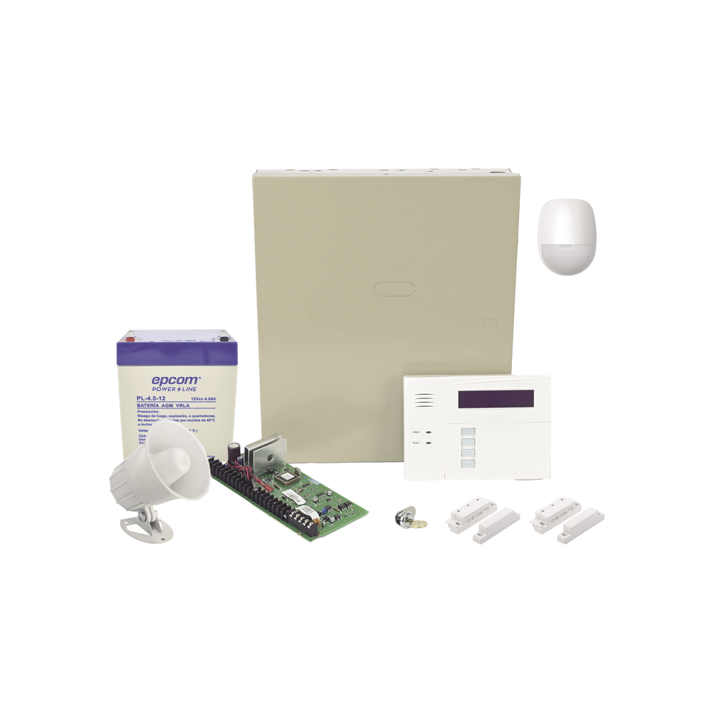 Sistema de Alarma Cableado con Sensores de Movimiento, Contactos de Puerta o Ventana y Sirena
