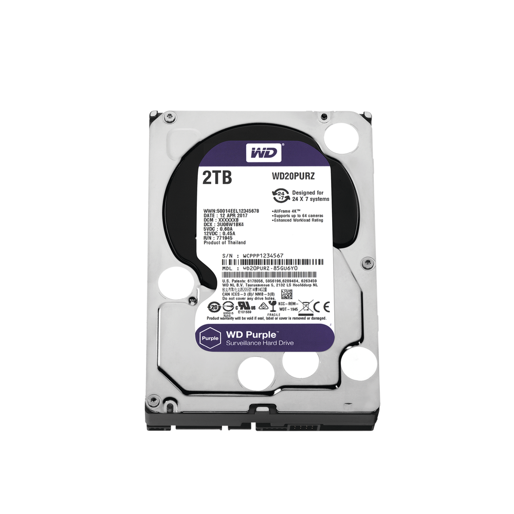 Disco Duro PURPLE de 2TB / 3 AÑOS DE GARANTÍA / Para Videovigilancia