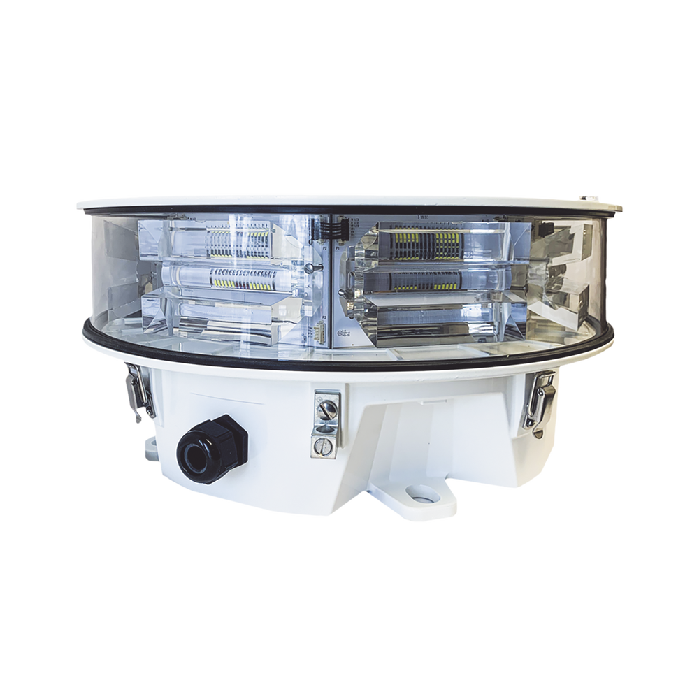 Baliza LED de Obstáculos Intensidad Media STAR Series / 20.000 cd Blanco/ 360° Cobertura Horizontal / IR Incluido 246 mW/sr / IP66 NEMA 4 / DC