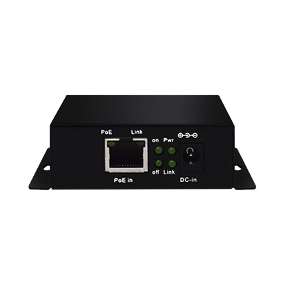 Inyector PoE Extenido Industrial / PoE 802.3 af/at Hasta 30W / Conexión plug and play / Alcance de hasta 250 metros / Aplicaciones CCTV / Alimentación PoE af/at o Vcc 37-57 Vcc