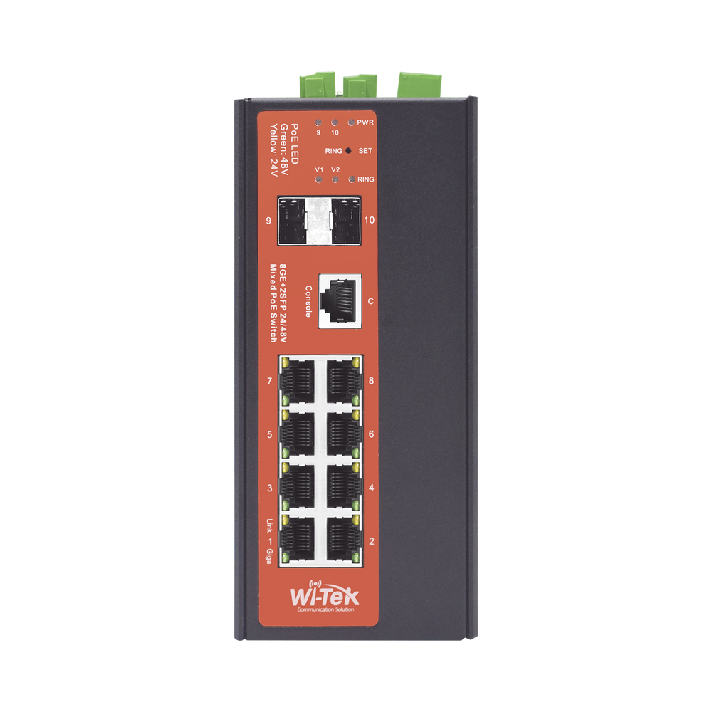 Switch Industrial Administrable Gigabit con 2 Puertos PoE bt + 6 Puertos PoE af/at o 24 V Pasivo + 2 SFP Gigabit, 240 W - Image 2