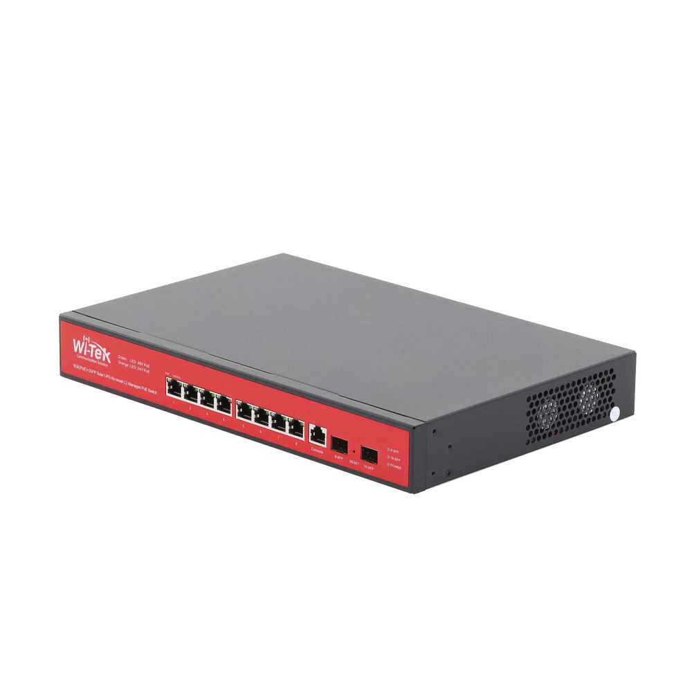 Switch Administrable Capa 2 de 8 puertos 10/100/1000 PoEaf/at + 2 x SFP Gigabit, con respaldo para energía solar - Image 2