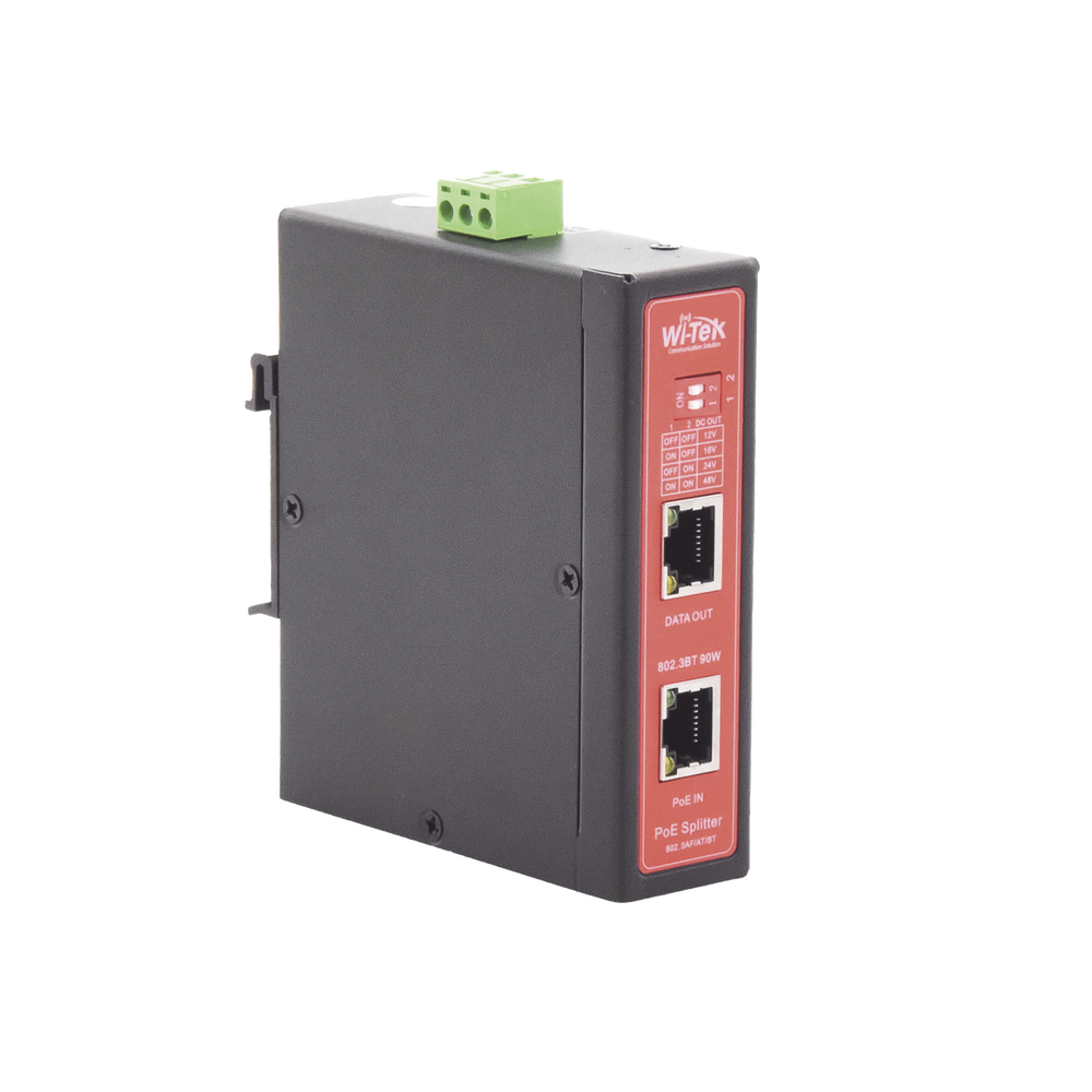 Splitter PoE IN hasta 90 W / Salida DC 12v/16V/24v o 48V / Carcasa metálica / Industrial soporte para riel DIN / Aplicaciones CCTV - Image 4