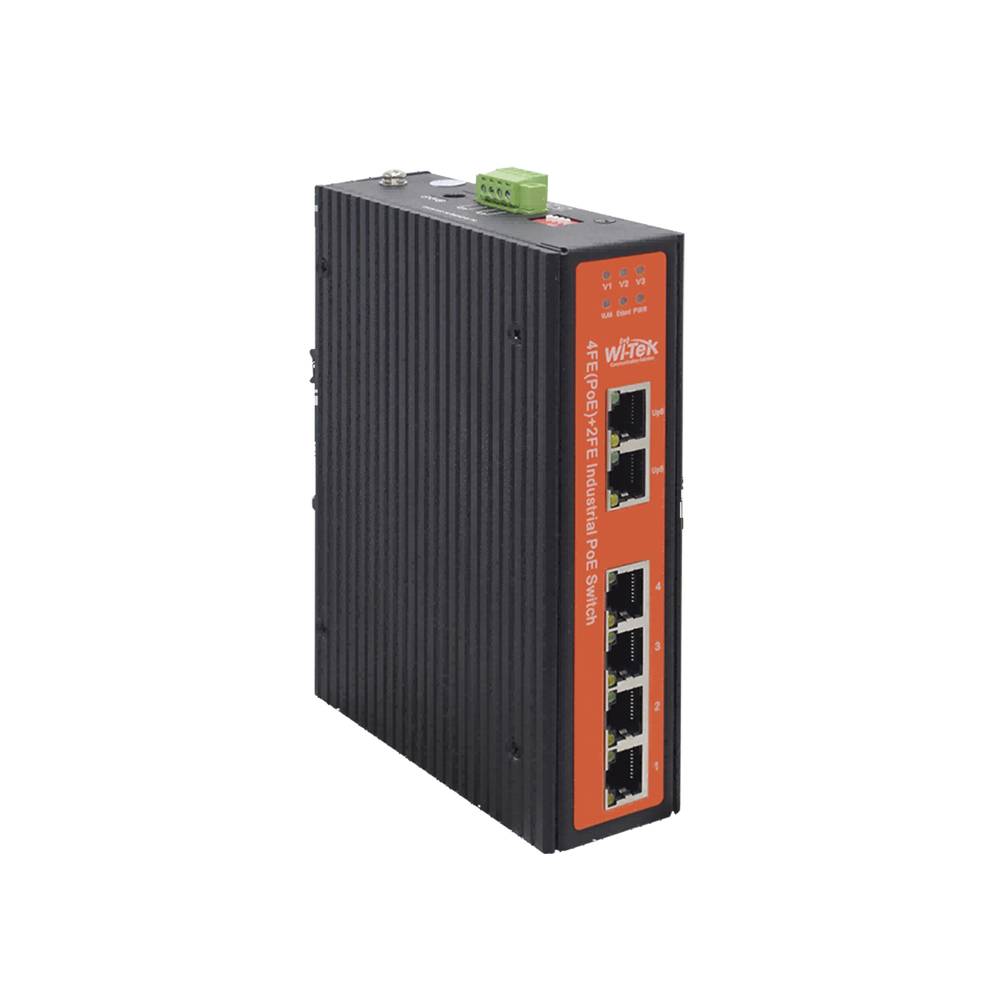 Switch industrial 4 puertos Fast Ethernetcon POE 802.3af/at + 2 puertos UPLINK gigabit