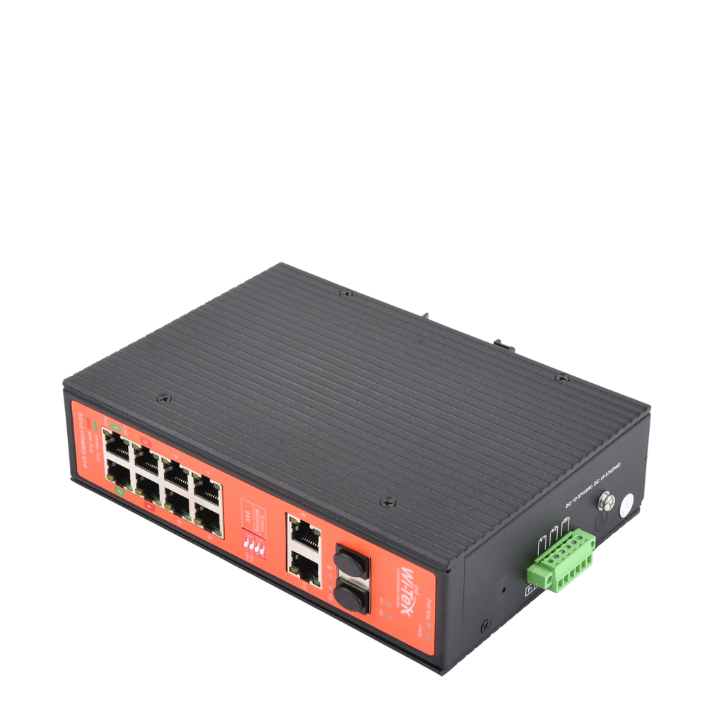 Switch PoE Industrial No administrable / Puertos 1-2 PoE 802.3 af/at y PoE 24 Vcc Pasivo 30W / Puertos 3-4 PoE 802.3 af/at/bt Hasta 60W / Puertos 5-8 PoE 802.3 af/at Hasta 30W / Los 8 puertos son Gigabit + 2 SFP combo / Presupuesto 300W - Image 4