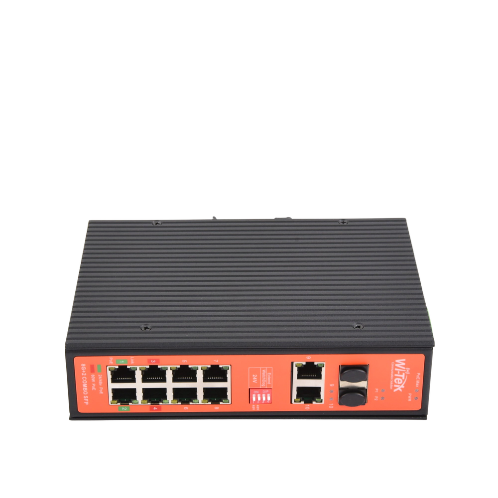 Switch PoE Industrial No administrable / Puertos 1-2 PoE 802.3 af/at y PoE 24 Vcc Pasivo 30W / Puertos 3-4 PoE 802.3 af/at/bt Hasta 60W / Puertos 5-8 PoE 802.3 af/at Hasta 30W / Los 8 puertos son Gigabit + 2 SFP combo / Presupuesto 300W - Image 6