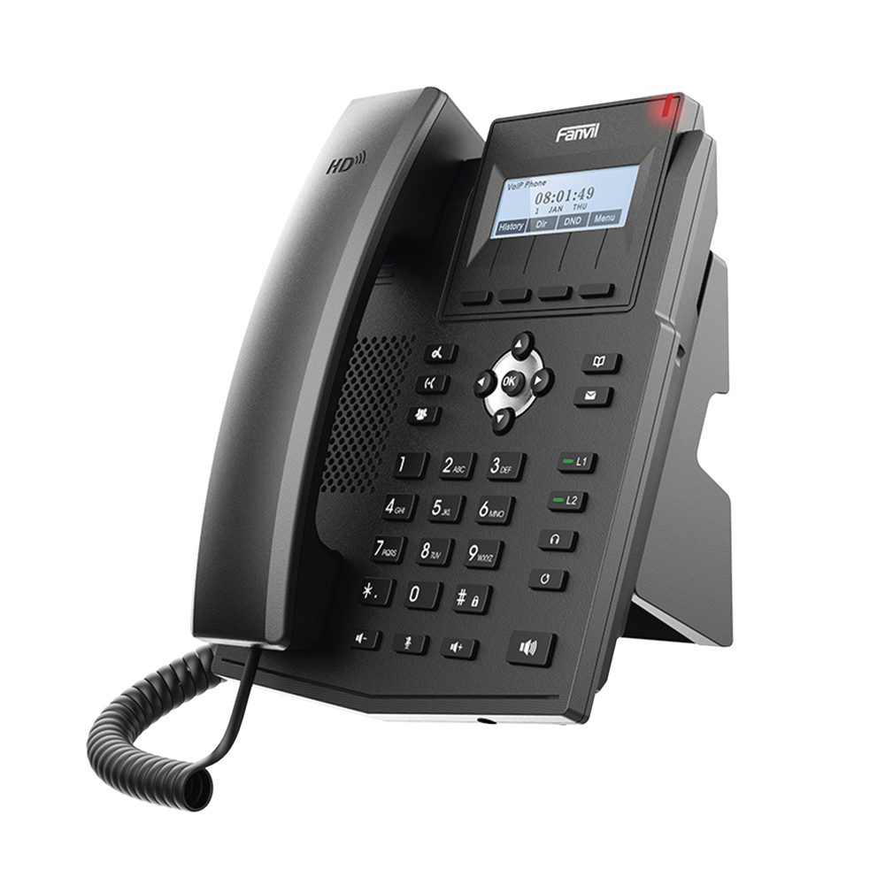 Teléfono IP empresarial para 2 lineas SIP con pantalla LCD, Puertos Gigabit, Códec Opus, conferencia de 3 vías, PoE. - Image 3