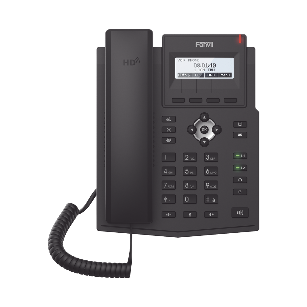 Teléfono IP empresarial para 2 lineas SIP con pantalla LCD, Códec Opus, conferencia de 3 vías, PoE. - Image 2