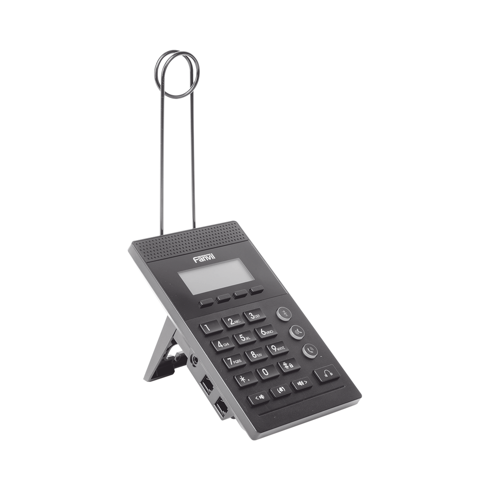 Teléfono IP para Call Center para 2 lineas SIP con soporte para diadema, pantalla 128x48 retro-iluminada, PoE