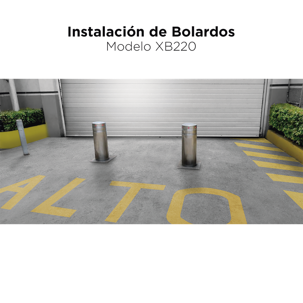 Bolardo neumático de acero inoxidable / 220 mm de diámetro / 750 mm de altura / acabado elegante con iluminacion led color rojo - Image 2