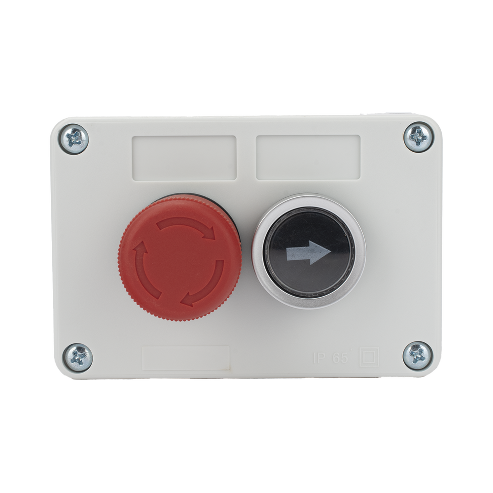 Botonera Doble Para Barreras Vehiculares, Operadores Corredizos y Abatibles / Botón de Stop Enclavado