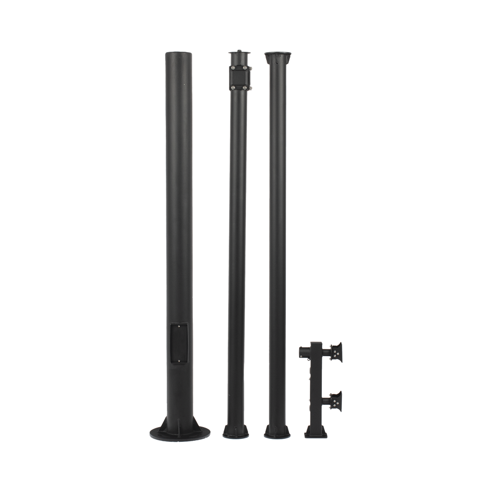Poste Seccionado de 6 Metros / Tubos Mas Gruesos / Especializado para la Instalación de Videovigilancia / Incluye Base de Cimentación y Brazo para Cámara PTZ / Color Negro