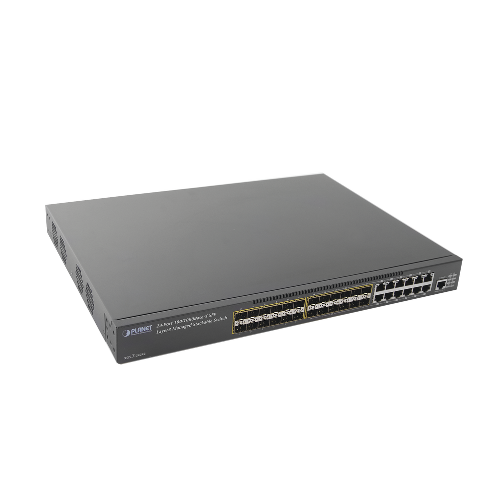Switch Core Capa 3 de 24 Puertos SFP 1Gbps con 12 Puertos RJ-45 1Gbps Compartidos + 2 Slots de expansión