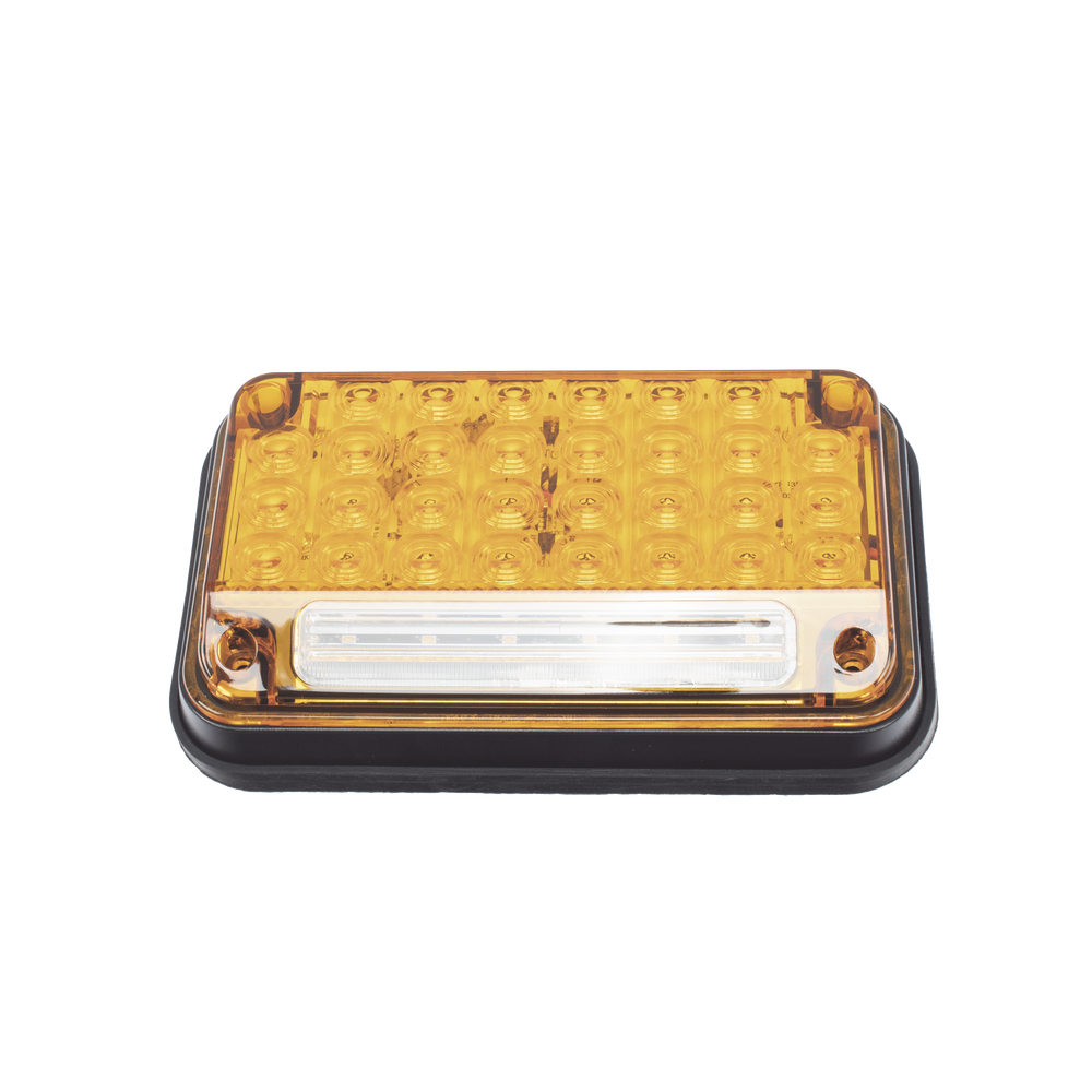 Luz de Advertencia de 7X4", Color Ambar, Con Luz de Trabajo, Ideal para Ambulancias