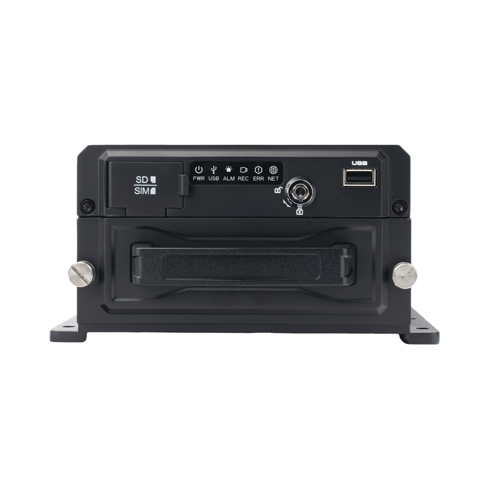 DVR Móvil / Multiplataforma / 4 Canales AHD 2 Megapixel + 4 canales IP / Almacenamiento en HDD / H.265 / Soporta 4G / WiFi / GPS